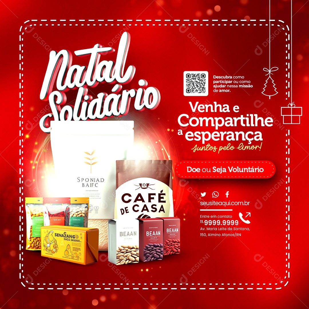 Campanha Publicitária Natal Solidário Venha e Compartilhe a Esperança Social Media PSD Editável