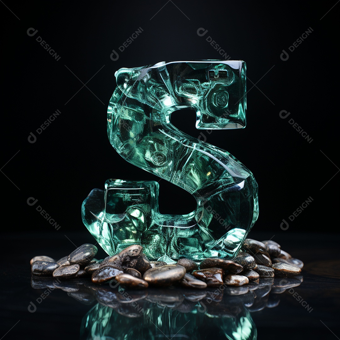 Vidro feito com cifrão contra fundo escuro