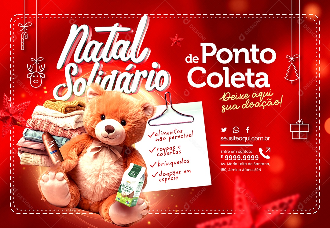 Campanha Publicitária Natal Solidário Stand Ponto de Coleta Deixe aqui sua Doação Social Media PSD Editável