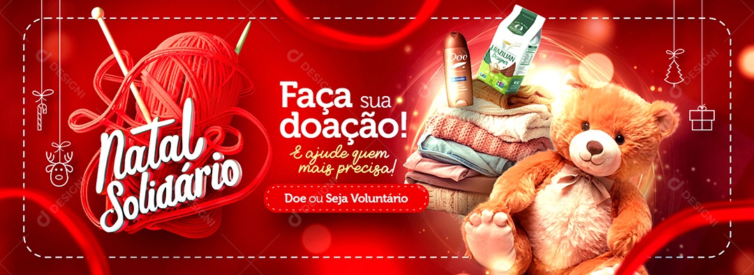 Campanha Publicitária Natal Solidário Web Banner Social Media PSD Editável