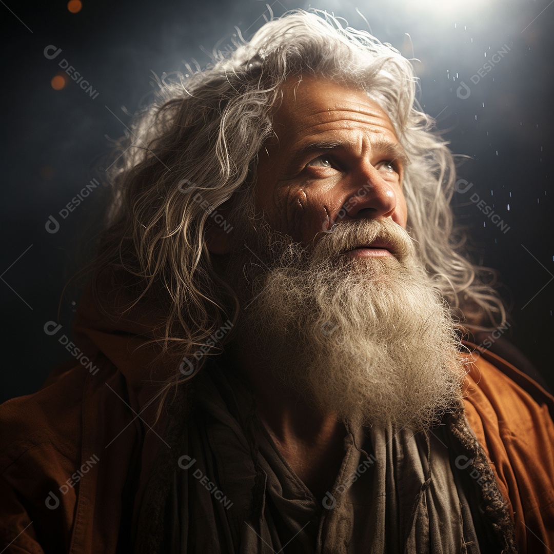 Deus como um velho sábio luz brilhante