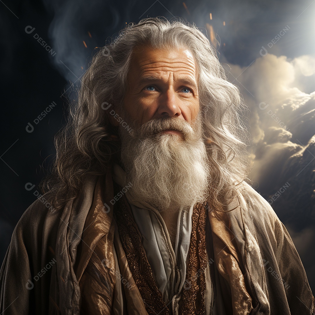 Deus como um velho sábio segurando uma luz brilhante