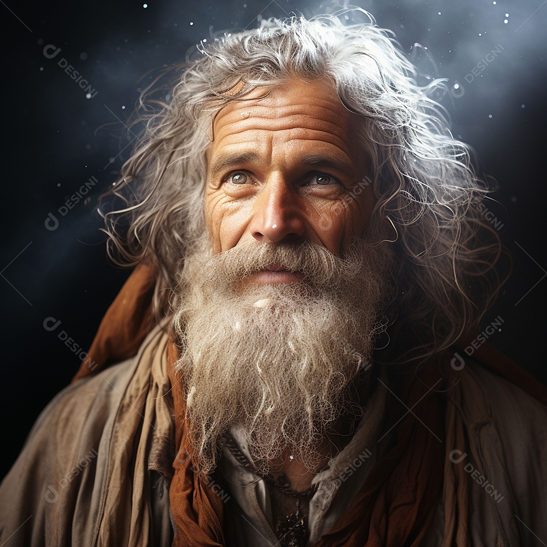 Deus como um velho sábio segurando uma luz brilhante