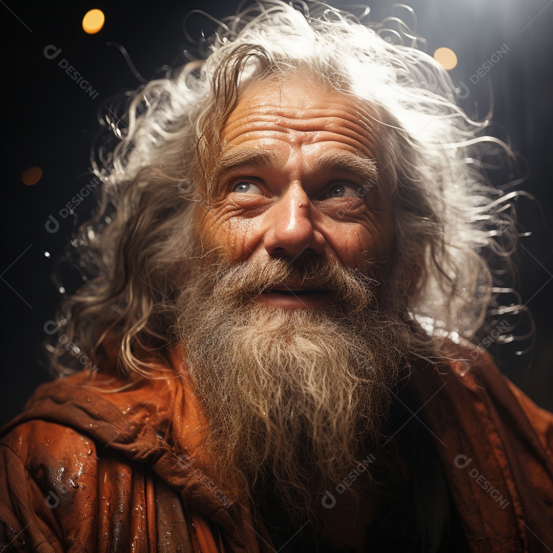 Deus como um velho sábio segurando uma luz brilhante