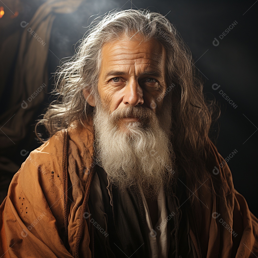 Deus como um velho sábio segurando uma luz brilhante