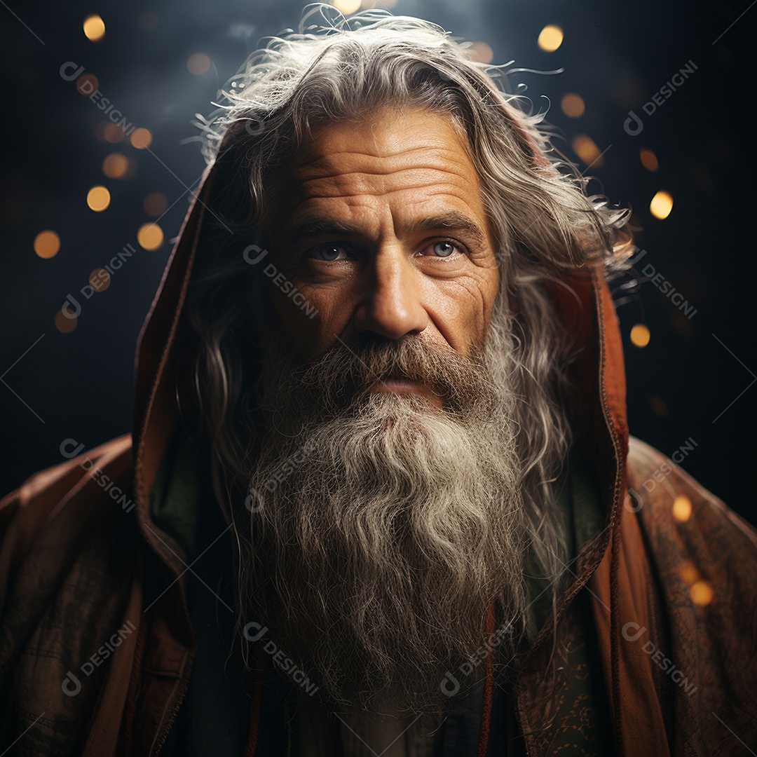 Deus como um velho sábio segurando uma luz brilhante