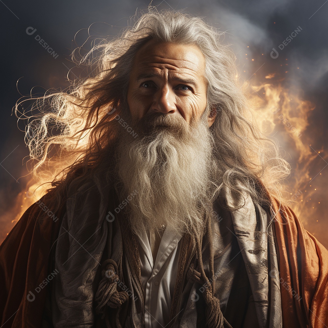 Deus como um velho sábio segurando uma luz brilhante