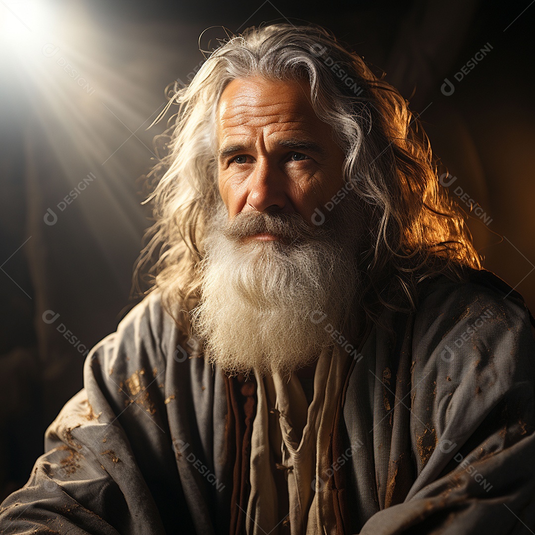 Deus como um velho sábio segurando uma luz brilhante