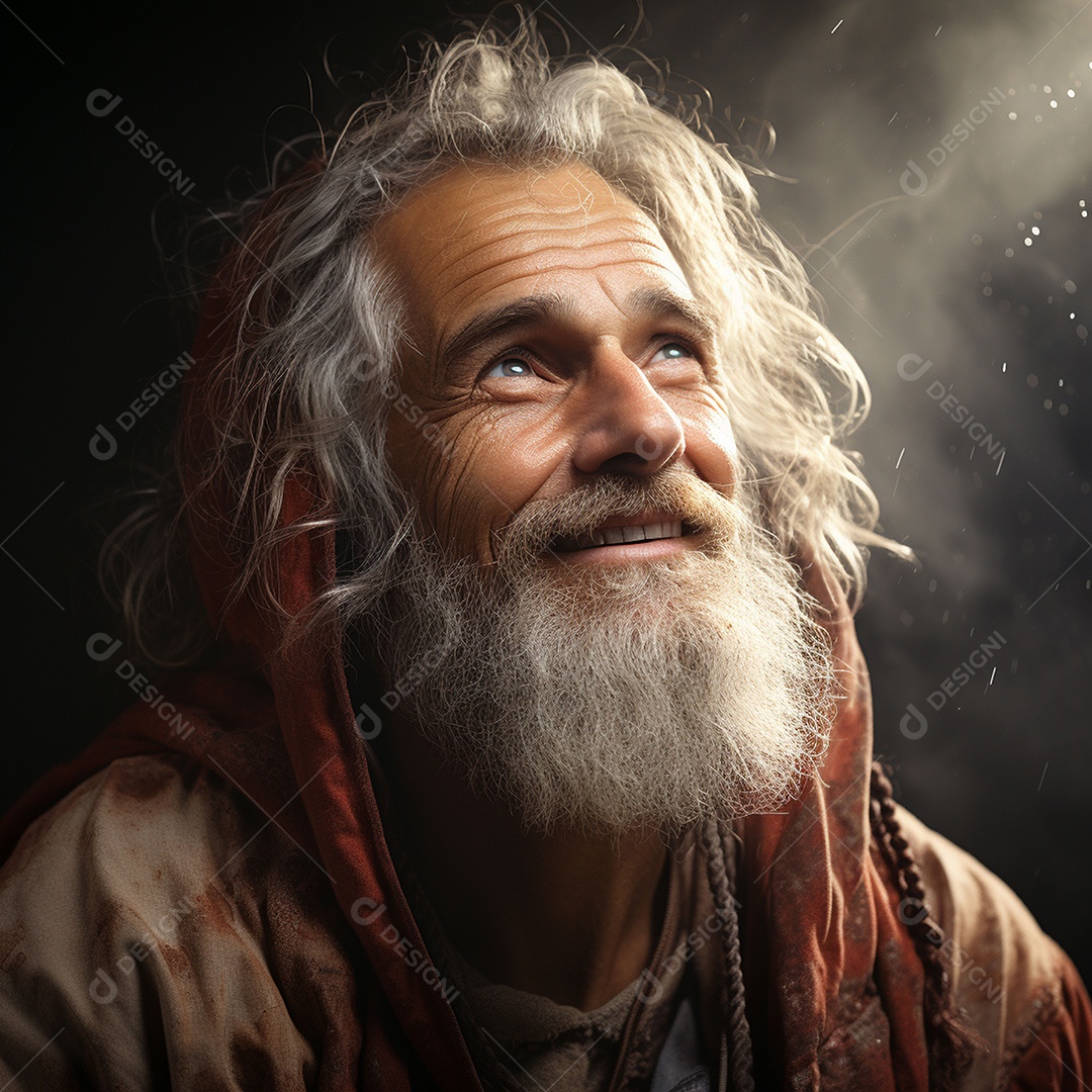 Deus como um velho sábio segurando uma luz brilhante