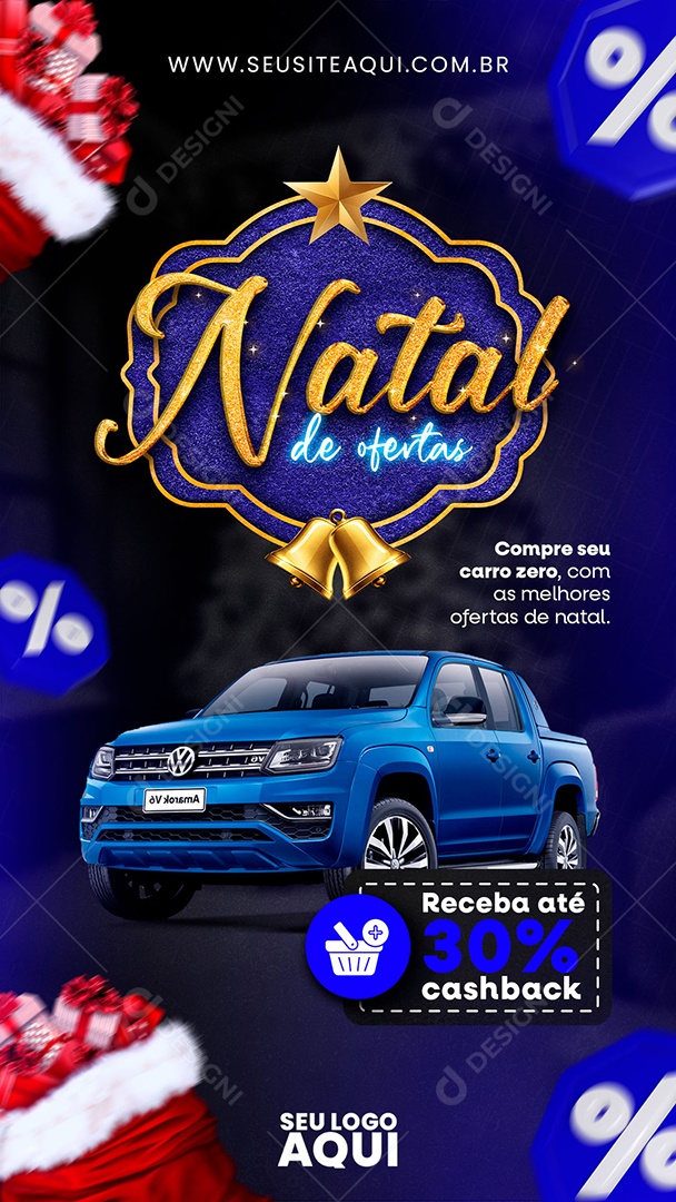 Story Natal de Ofertas Compre seu Carro Zero Social Media PSD Editável