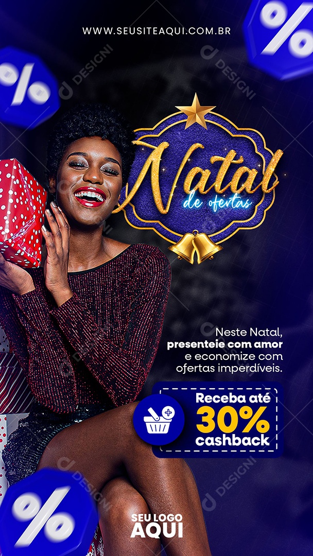 Story Natal de Ofertas Presentei com Amor e Economize Social Media PSD Editável