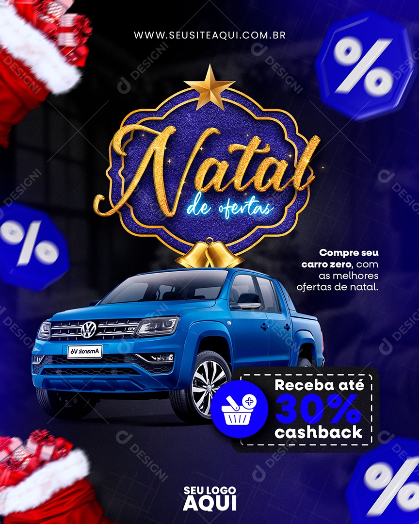 Natal de Ofertas Compre seu Carro Zero Social Media PSD Editável