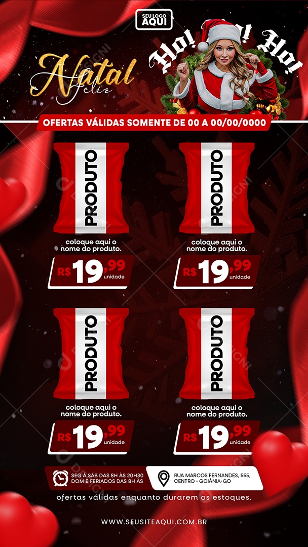 Story Supermercado Natal Feliz Ho Ho Ofertas Produto Social Media PSD Editável