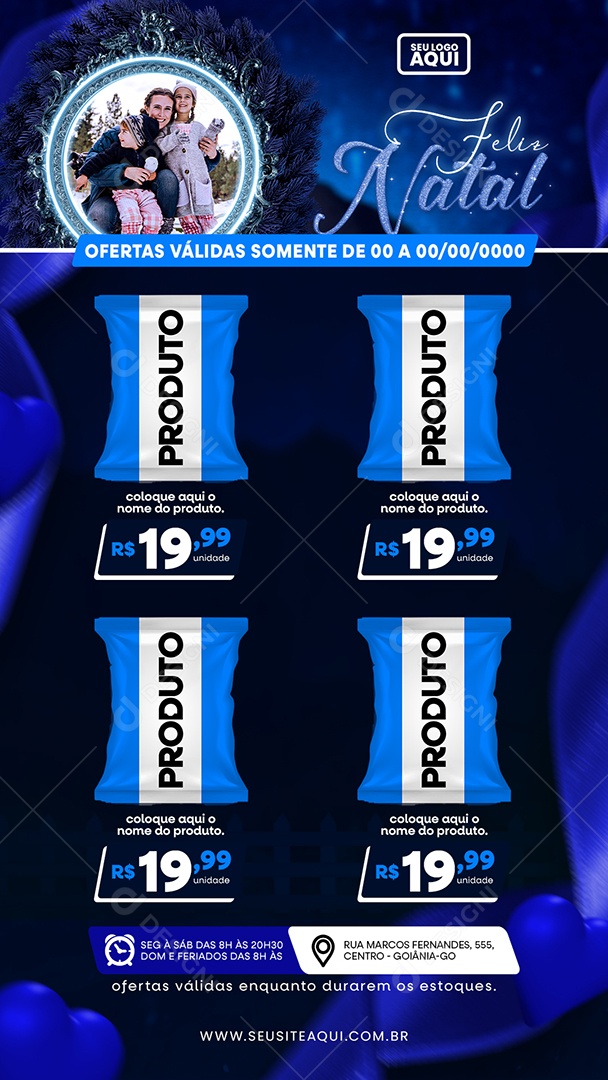 Story Supermercado Feliz Natal Ofertas Produto Social Media PSD Editável