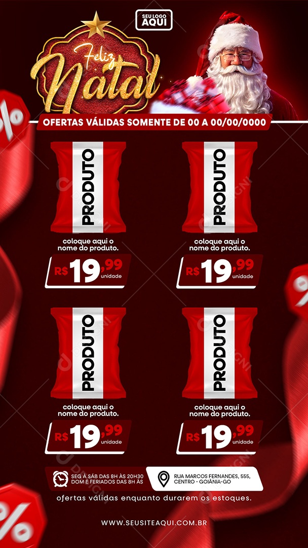 Story Supermercado Feliz Natal Produtos Ofertas Social Media PSD Editável