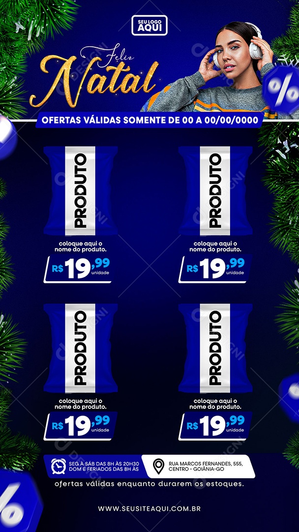 Story Supermercado Feliz Natal Ofertas Produto Social Media PSD Editável
