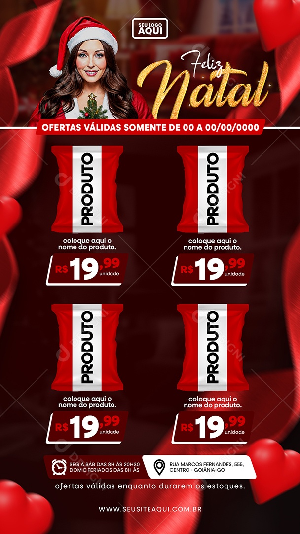 Story Supermercado Feliz Natal Ofertas Produto Social Media PSD Editável