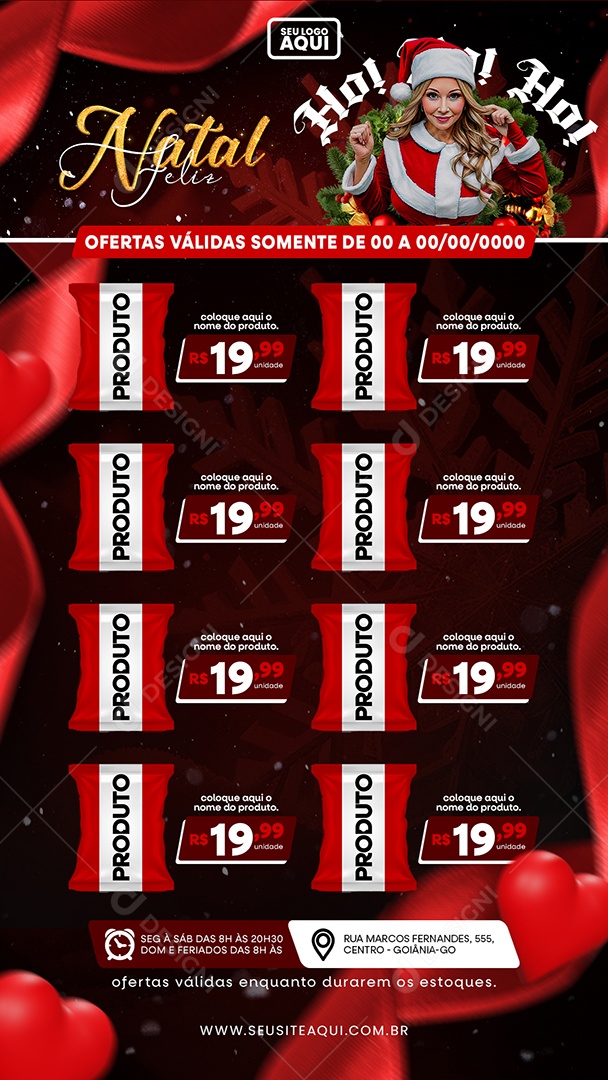 Story Supermercado Ho Ho Natal Feliz Ofertas Produto Social Media PSD Editável