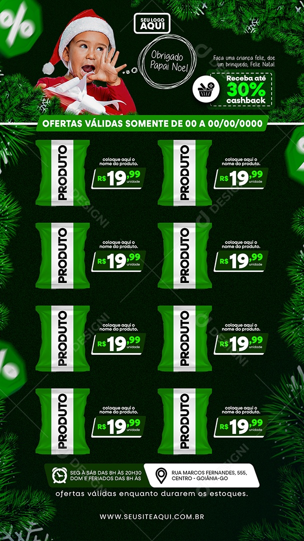 Story Social Media Supermercado Ofertas Produto Receba até 30% cashback PSD Editável