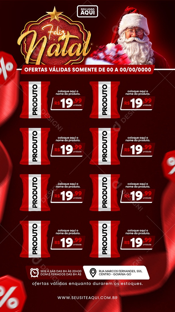 Social Media Story Supermercado Feliz Natal Ofertas Produtos PSD Editável