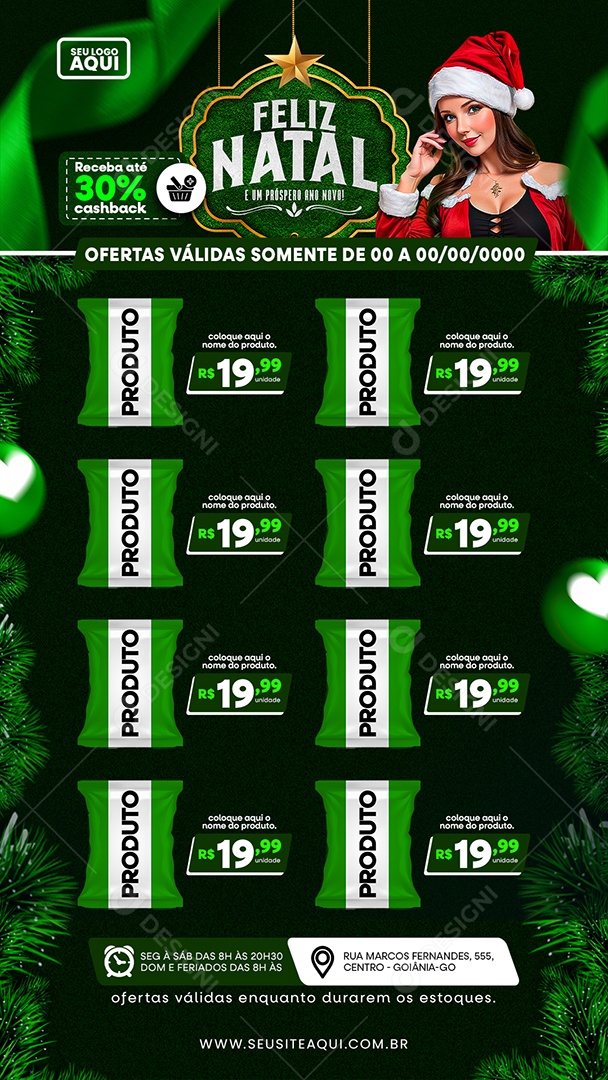 Story Feliz Natal E Um Próspero Ano Novo Supermercado Social Media PSD Editável