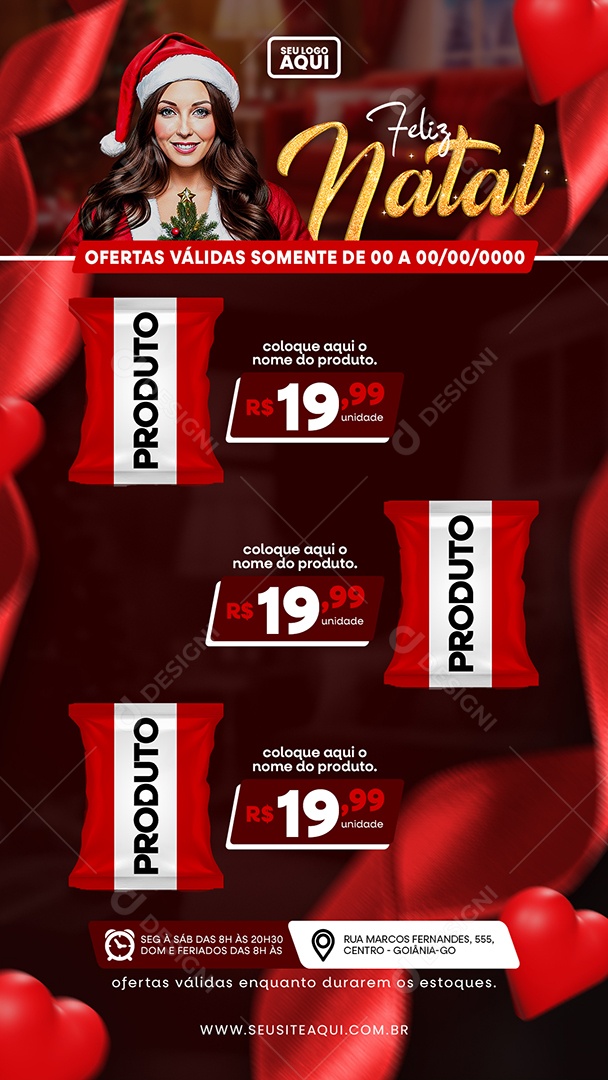 Social Media Story Feliz Natal Ofertas Produto PSD Editável