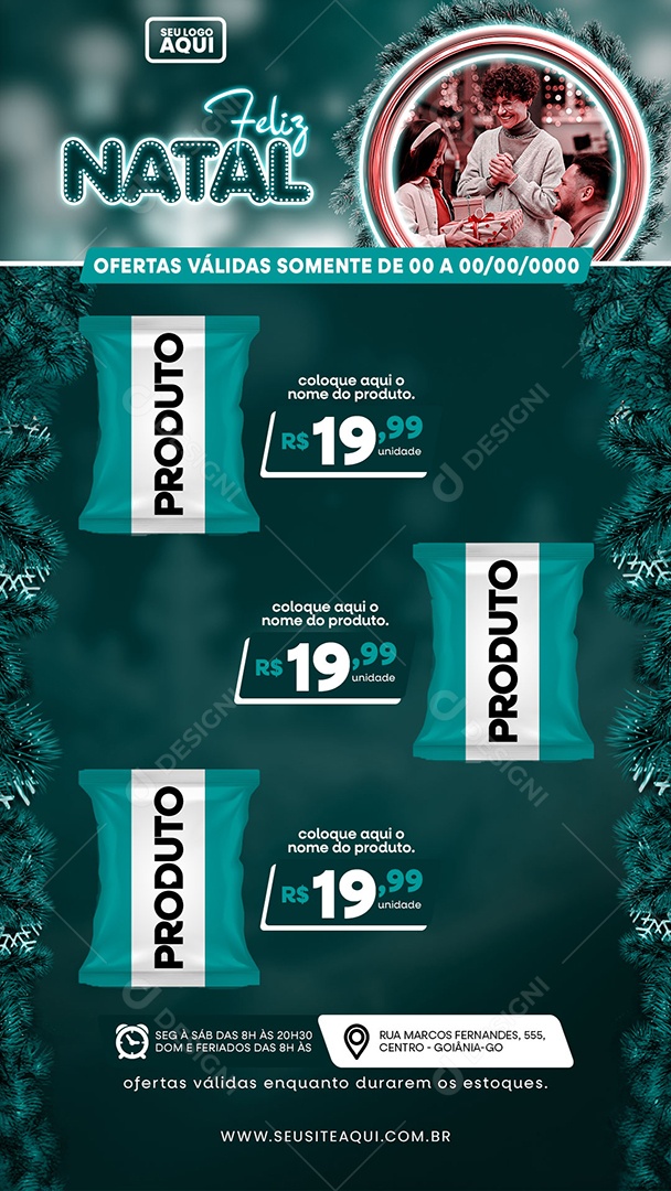 Story Feliz Natal Supermercado Produtos Social Media PSD Editável