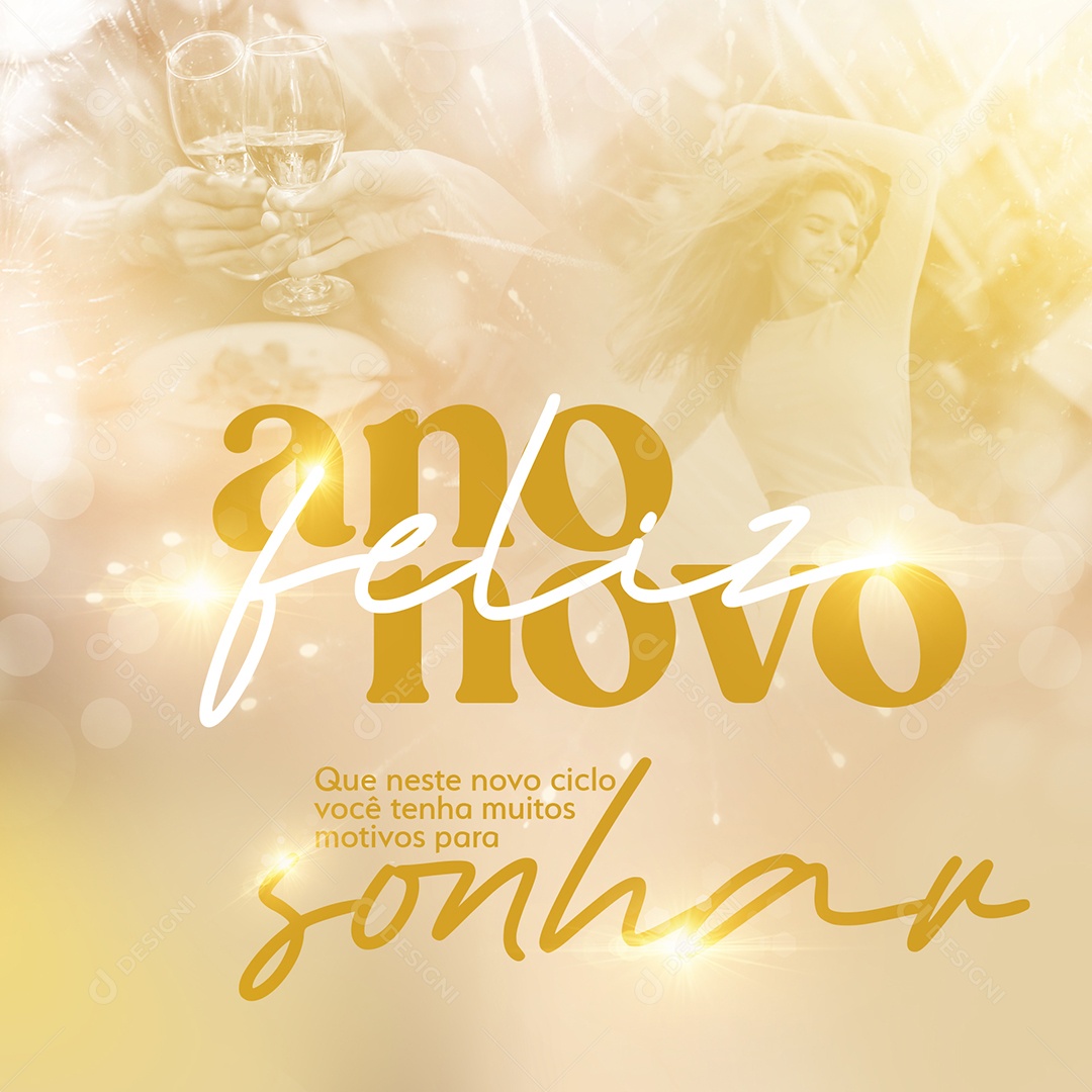 Feliz Ano Novo Motivos Para Sonhar Social Media PSD Editável