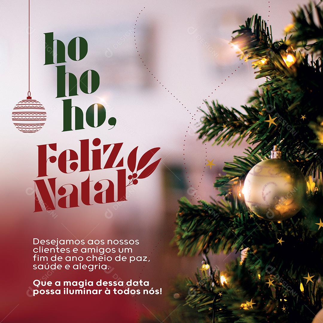 Social Media Hohoho Feliz Natal Iluminar à Todos PSD Editável