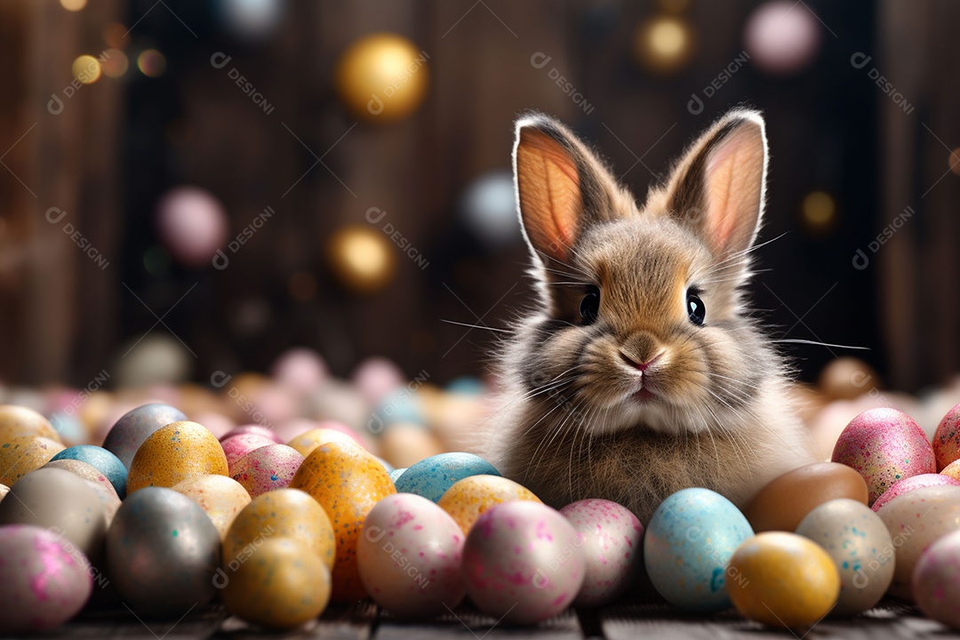 Feliz páscoa com coelhinho fofo de fundo