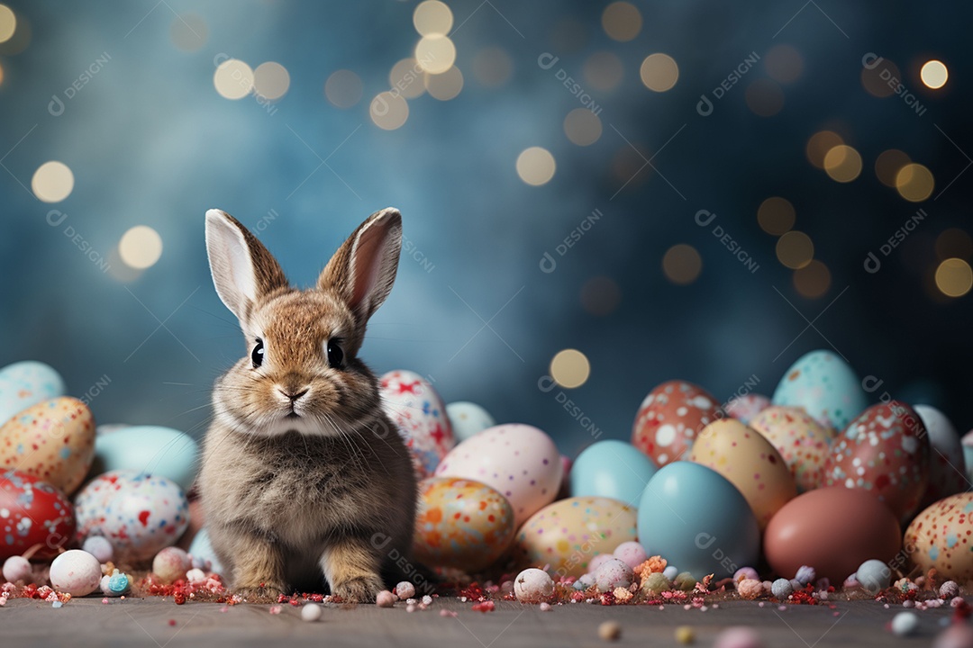 Feliz páscoa com coelhinho fofo de fundo