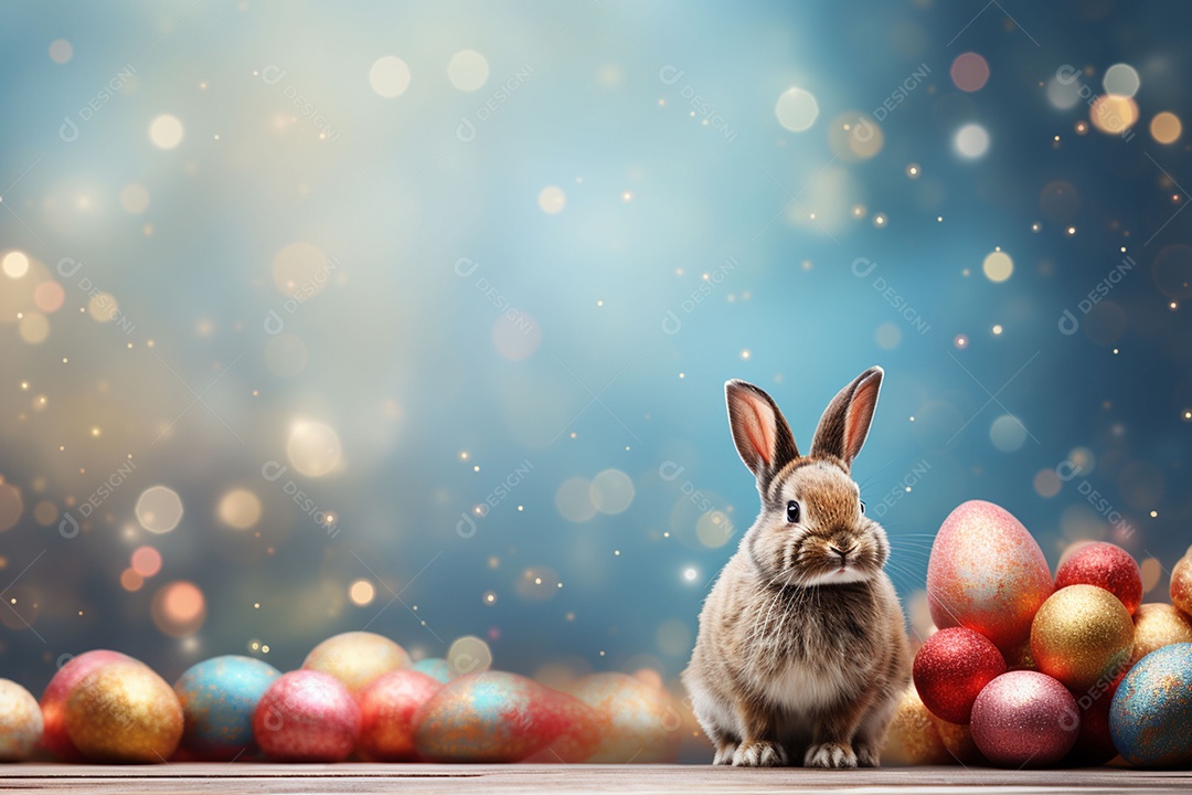 Feliz páscoa com coelhinho fofo de fundo