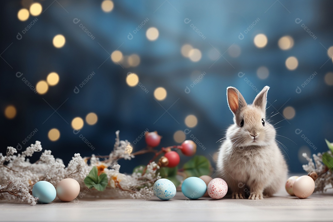 Feliz páscoa com coelhinho fofo de fundo