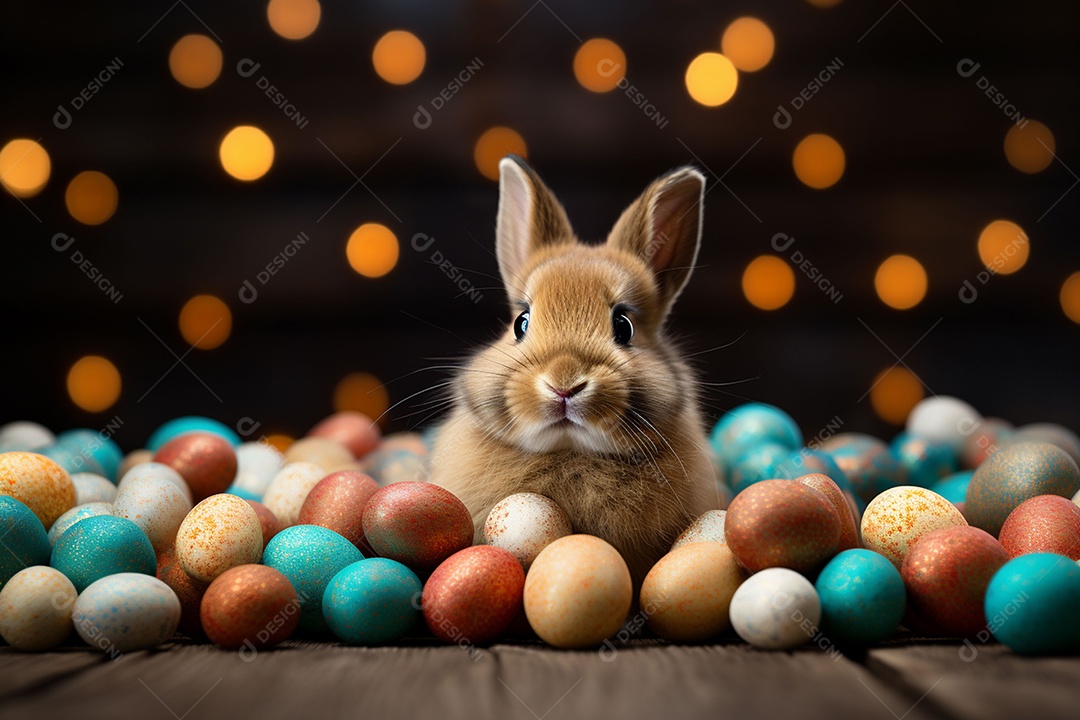 Feliz páscoa com coelhinho fofo de fundo