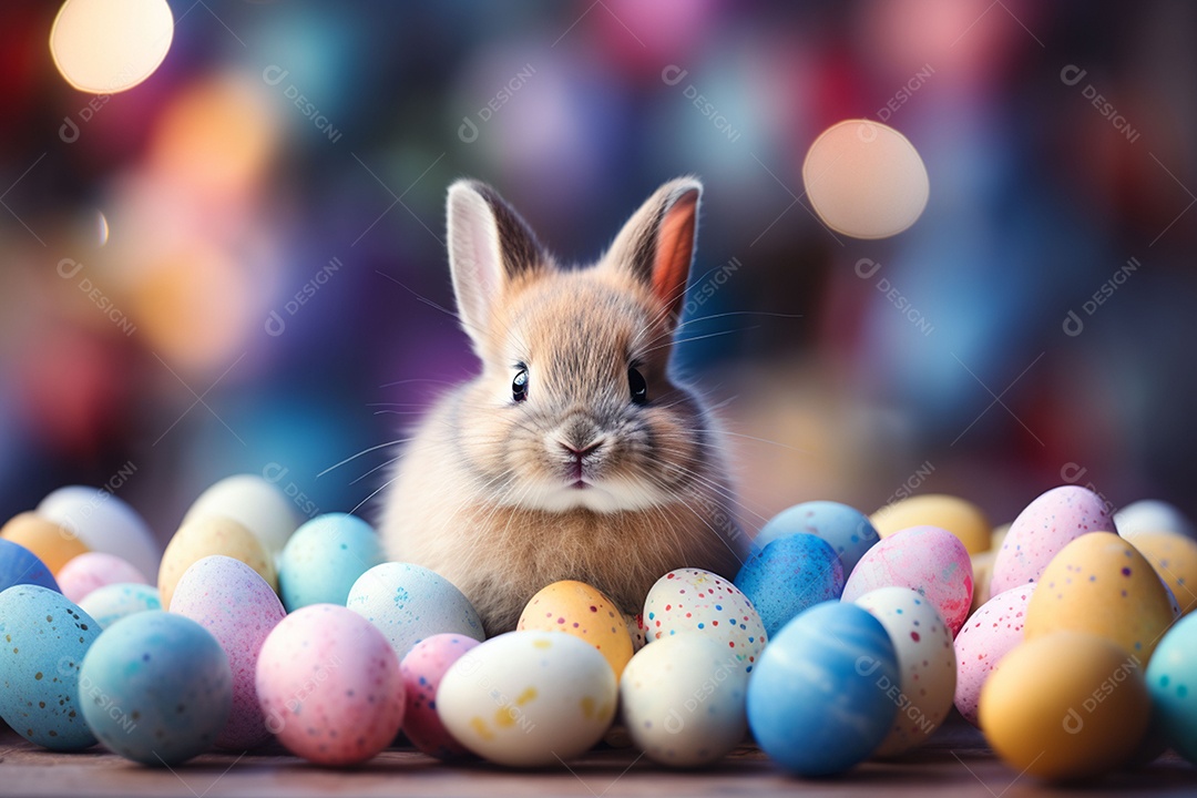 Feliz páscoa com coelhinho fofo de fundo