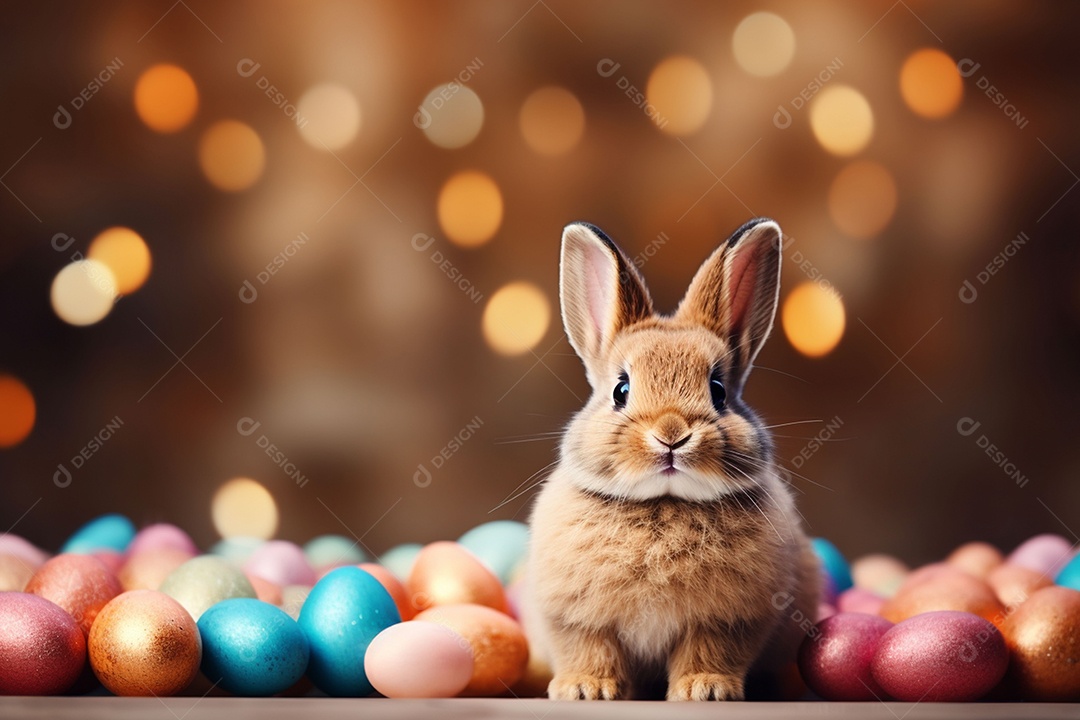 Feliz páscoa com coelhinho fofo de fundo