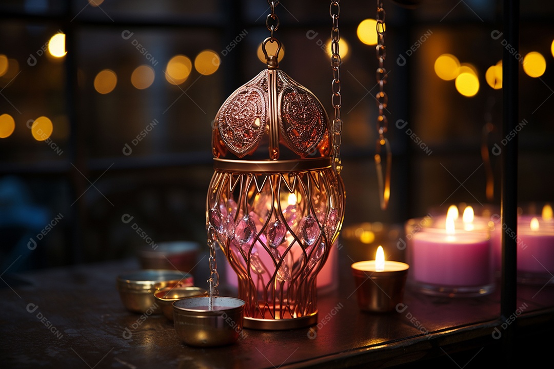 Luzes românticas com tema de celebração