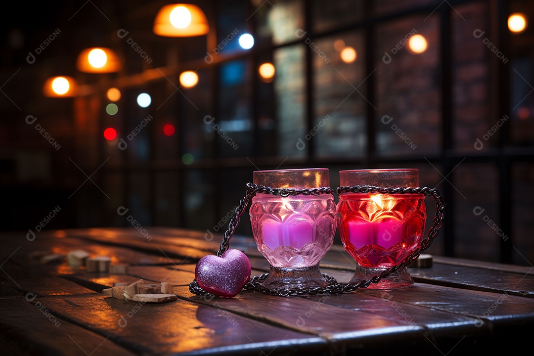 Luzes românticas com tema de celebração