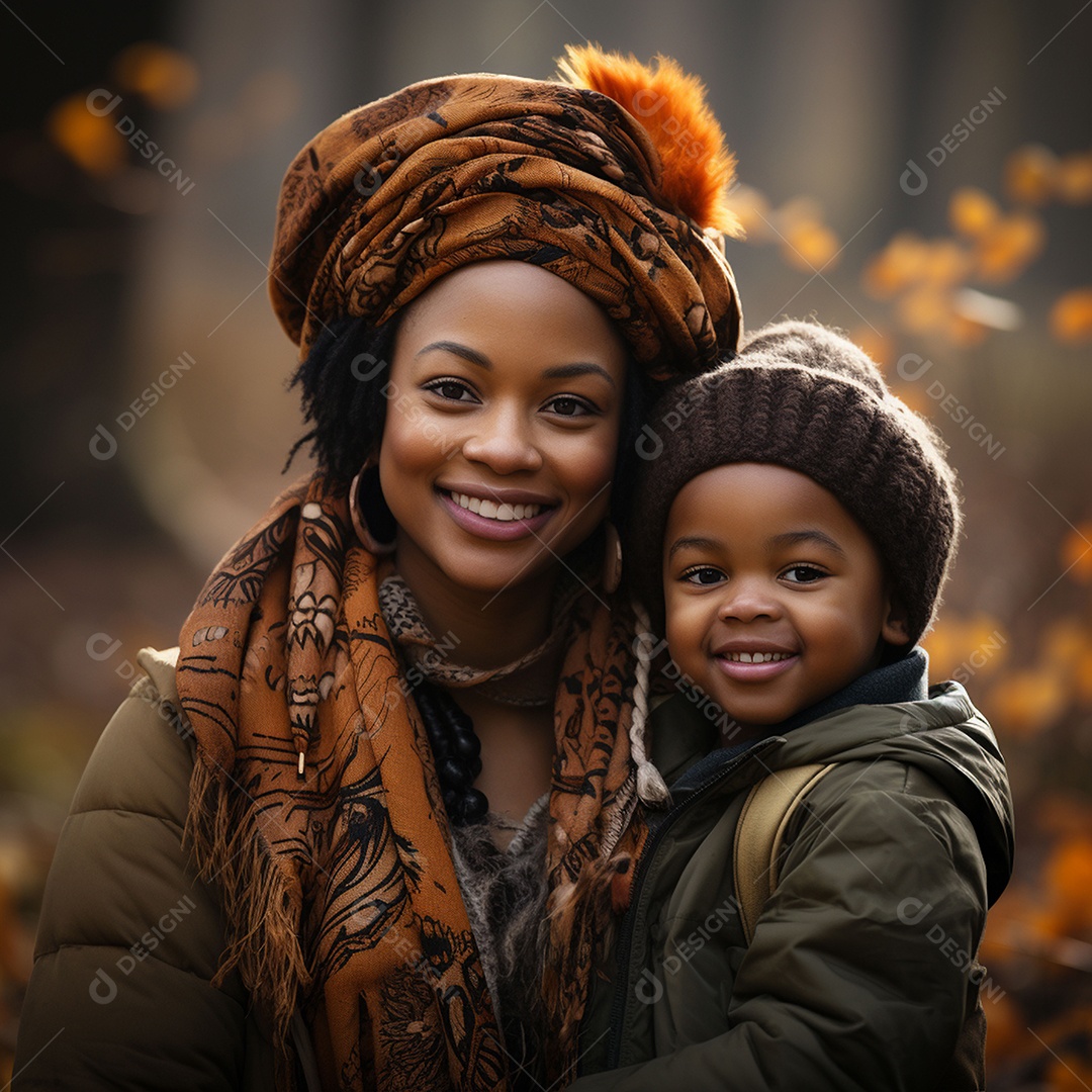 Felicidade amor maternal mãe afro-americana