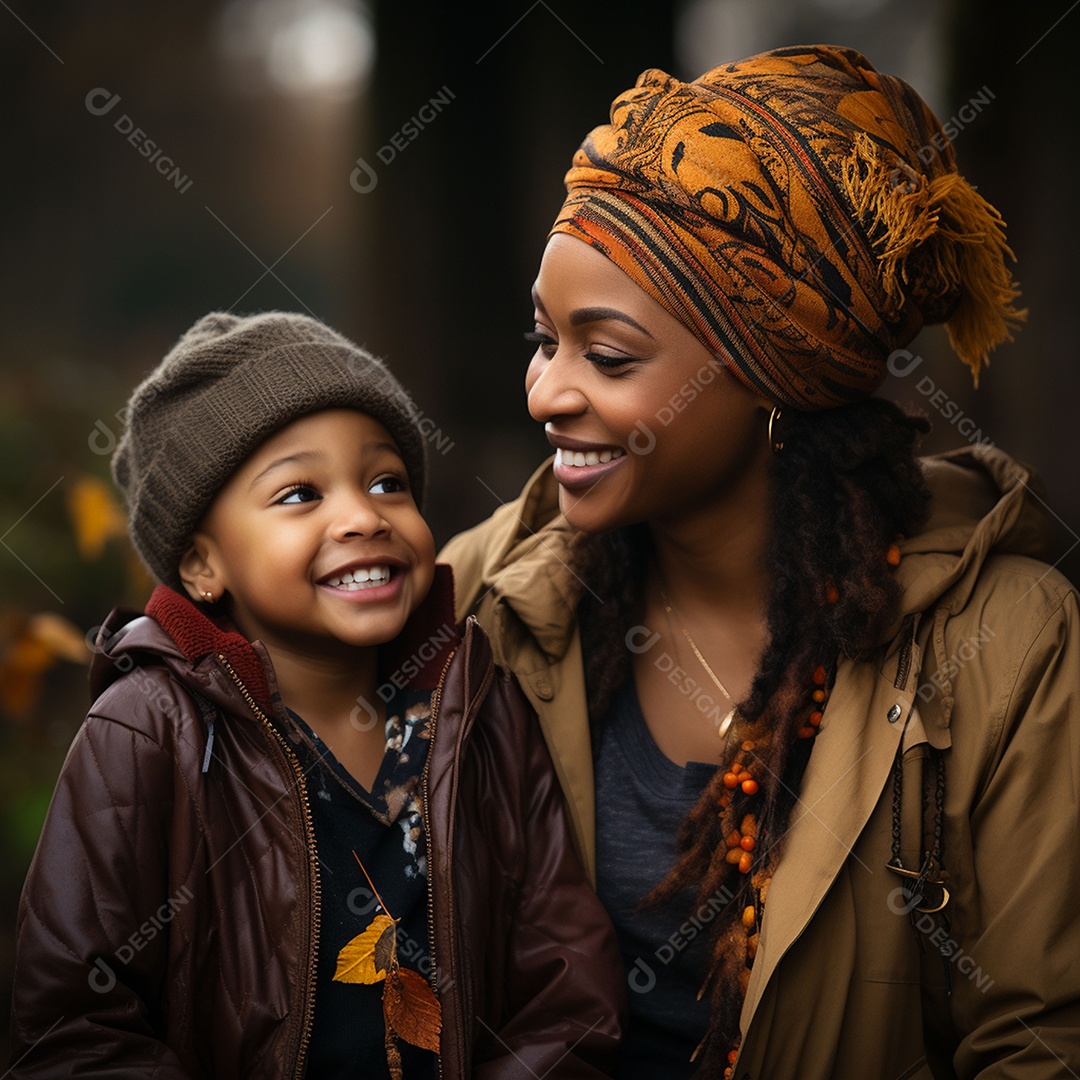 Felicidade amor maternal mãe afro-americana