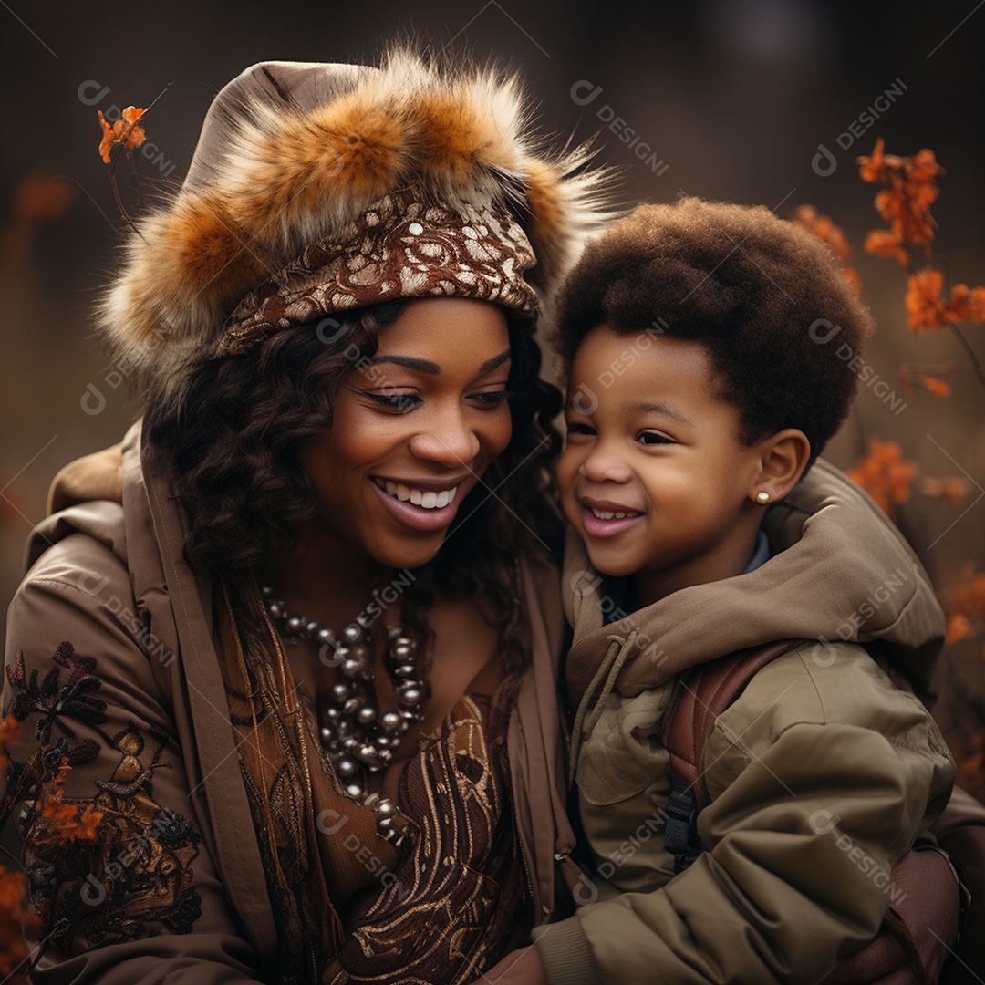 Felicidade amor maternal mãe afro-americana