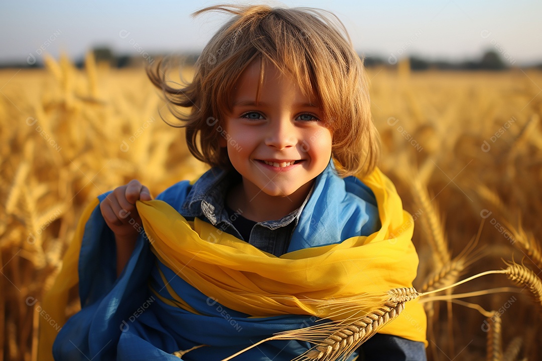 Uma criança fofa correndo nos campos