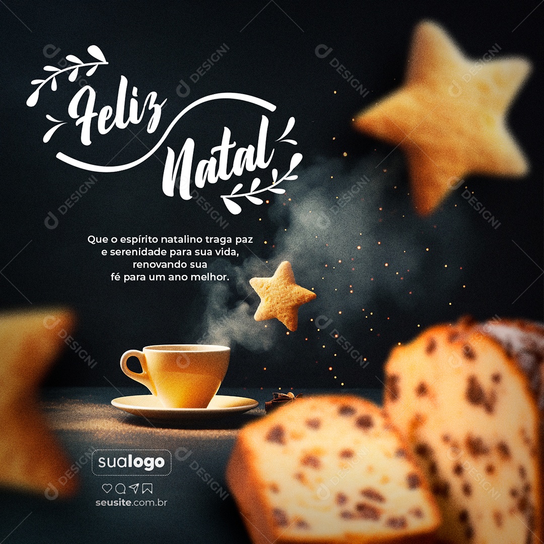 Padaria Feliz Natal Que o Espírito Natalino Traga Paz e Serenidade para sua Vida Social Media PSD Editável