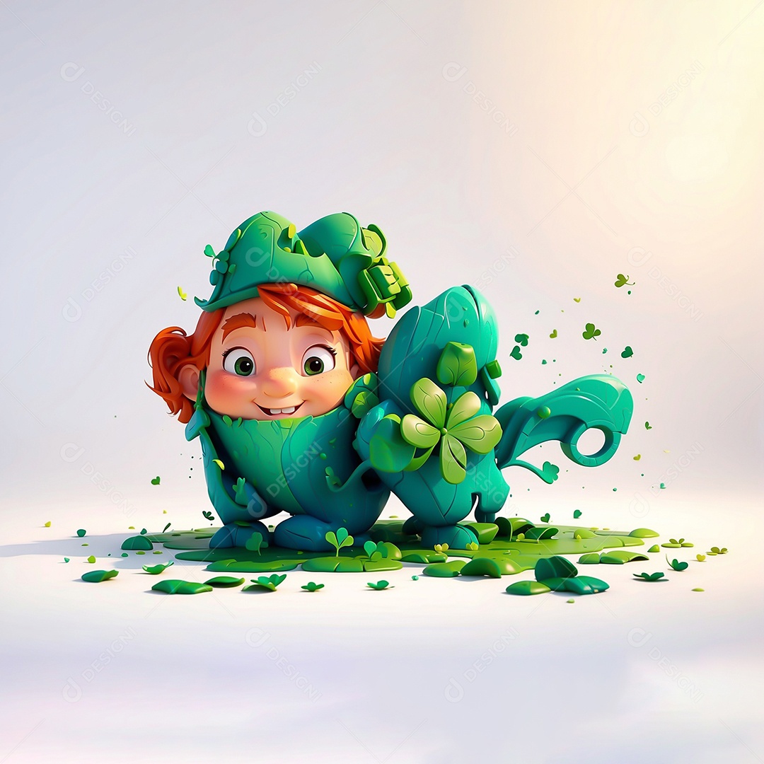 Fundo de são patrício leprechaun com chapéu isolado em fundo branco