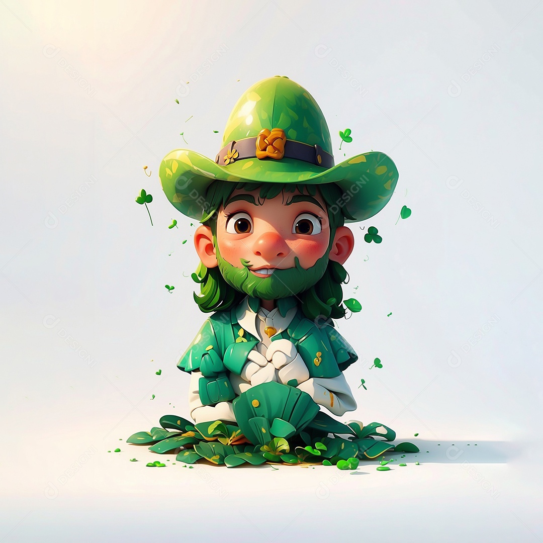 Fundo de são patrício leprechaun com chapéu isolado em fundo branco