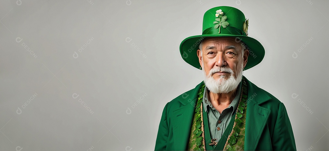 Fundo de são patrício leprechaun com chapéu isolado em fundo branco