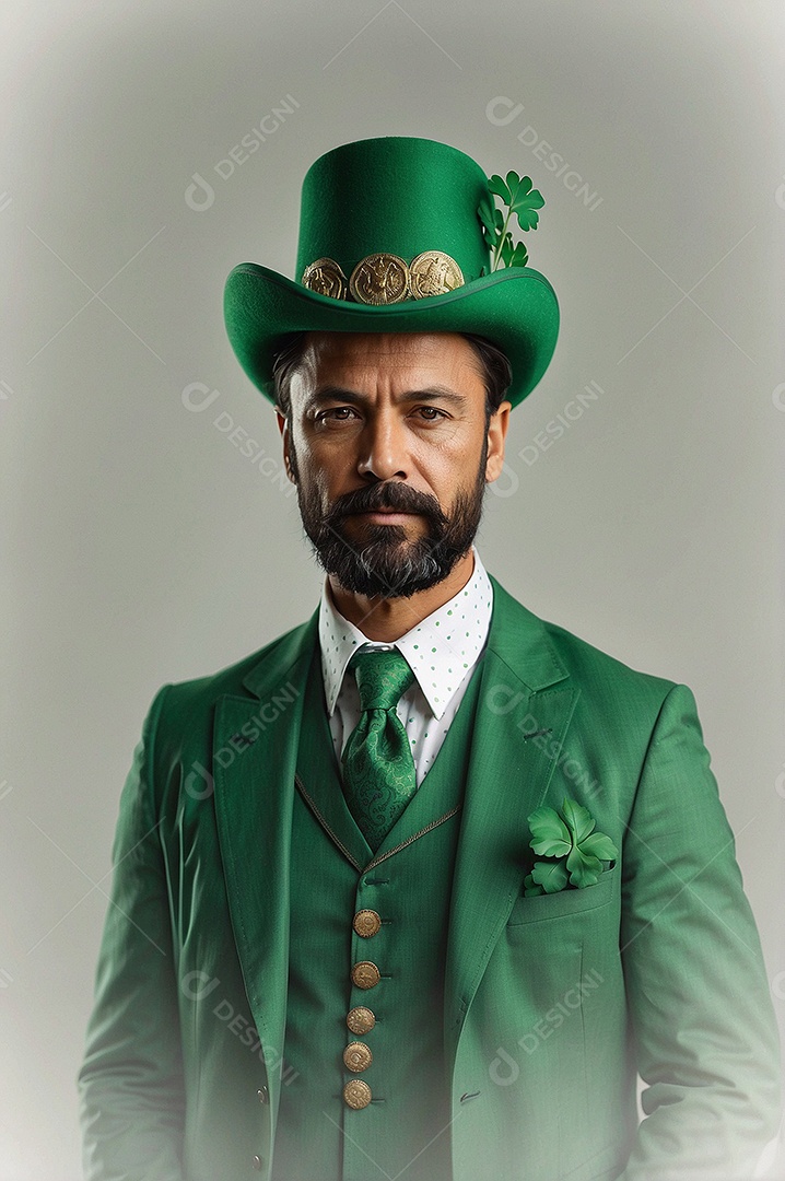 Fundo de são patrício leprechaun com chapéu isolado em fundo branco