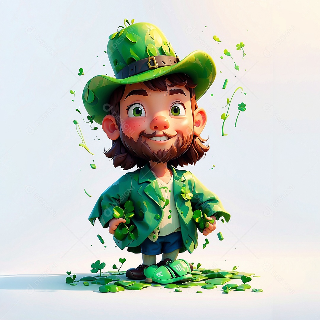 Fundo de são patrício leprechaun com chapéu isolado em fundo branco