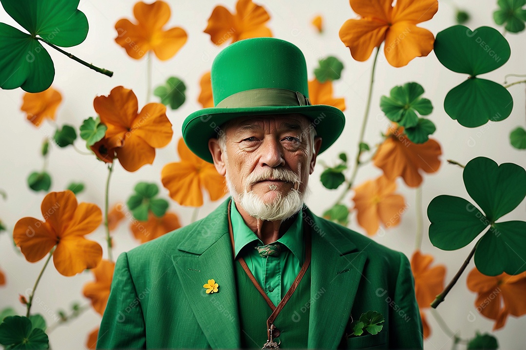 Fundo de são patrício leprechaun com chapéu isolado em fundo branco