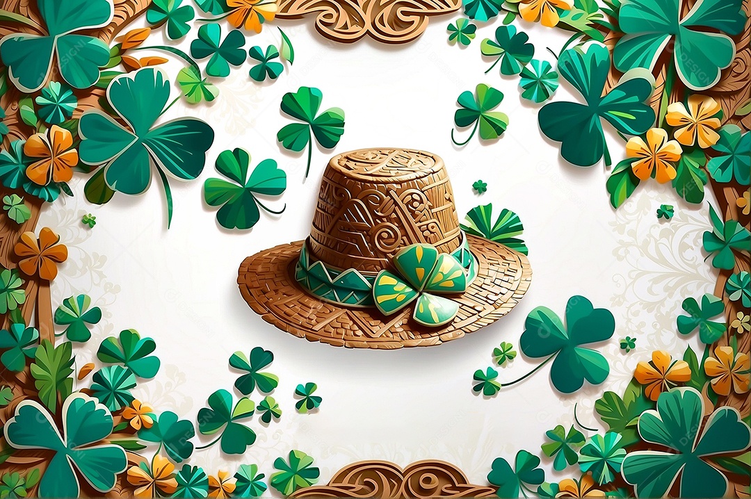 Fundo de são patrício leprechaun com chapéu isolado em fundo branco